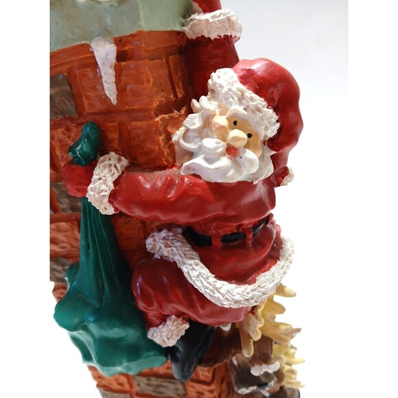 Santa Reindeer Chimney Candle Holder Vase Christmas Fun 9 In  Tall X 4 In  Wide - Picture 2 of 11